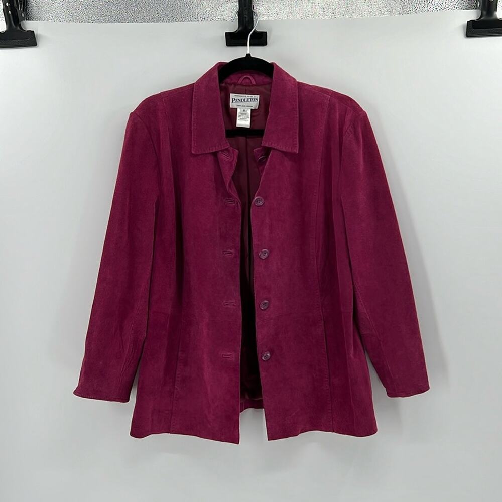 Pendleton Button Down Suede Leather Jacket - Plum… - image 1